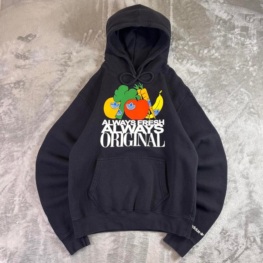 Adidas Originals Hoodie Men’s Small Black Graphic Always Fresh Cozy Fit